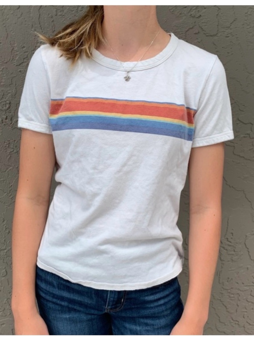 American Eagle rainbow stripe t-shirt size M, 100% cotton